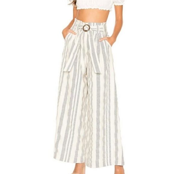 NEW Free People Hi Tyed Wide Leg Pant Ivory Stripe - Picture 5 of 11